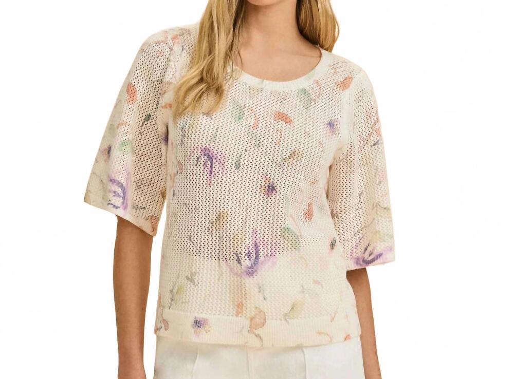 NEW FDJ women's elbow sleeve crewneck sweater in floral